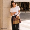 image:imageBOSTANTEN Suede Hobo Bag for Women Slouchy Patchwork Shoulder Handbag Purse  Color Block Stitching Design Lightweight Soft Spacious Fits 13 Laptop Wide Strap Magnetic Snap Outings Work TravelBrown  Coffee