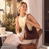 image:imageBOSTANTEN Suede Hobo Bag for Women Slouchy Patchwork Shoulder Handbag Purse  Color Block Stitching Design Lightweight Soft Spacious Fits 13 Laptop Wide Strap Magnetic Snap Outings Work TravelDark Coffee