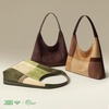 image:imageBOSTANTEN Suede Hobo Bag for Women Slouchy Patchwork Shoulder Handbag Purse  Color Block Stitching Design Lightweight Soft Spacious Fits 13 Laptop Wide Strap Magnetic Snap Outings Work TravelLight  Dark Green