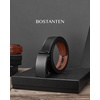image:imageBOSTANTEN Ratchet Belts for Men Leather Trim to Fit 1 38 Gift Boxed  MicroAdjustable Buckle Smooth Sliding Customizable Fit Holeless Dress and Casual015  Black  Brown
