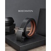image:imageBOSTANTEN Ratchet Belts for Men Leather Trim to Fit 1 38 Gift Boxed  MicroAdjustable Buckle Smooth Sliding Customizable Fit Holeless Dress and Casual011  Black