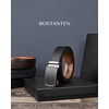image:imageBOSTANTEN Ratchet Belts for Men Leather Trim to Fit 1 38 Gift Boxed  MicroAdjustable Buckle Smooth Sliding Customizable Fit Holeless Dress and Casual014  Black  Brown