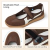 image:imageBOSTANTEN Women Mary Jane Sneakers Retro Ballet Style HookandLoop Strap  Cute Ballerina Style with Suede Round Toe and Adjustable Straps Ultra Flexible and Lightweight Sole Padded Heel CollarCoffee