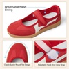 image:imageBOSTANTEN Women Mary Jane Sneakers Retro Ballet Style HookandLoop Strap  Cute Ballerina Style with Suede Round Toe and Adjustable Straps Ultra Flexible and Lightweight Sole Padded Heel CollarRed
