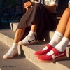 image:imageBOSTANTEN Women Mary Jane Sneakers Retro Ballet Style HookandLoop Strap  Cute Ballerina Style with Suede Round Toe and Adjustable Straps Ultra Flexible and Lightweight Sole Padded Heel CollarRed