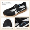 image:imageBOSTANTEN Women Mary Jane Sneakers Retro Ballet Style HookandLoop Strap  Cute Ballerina Style with Suede Round Toe and Adjustable Straps Ultra Flexible and Lightweight Sole Padded Heel CollarBlack