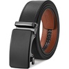 image:imageBOSTANTEN Ratchet Belts for Men Leather Trim to Fit 1 38 Gift Boxed  MicroAdjustable Buckle Smooth Sliding Customizable Fit Holeless Dress and Casual018  Black  Brown