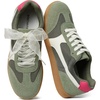 image:imageBOSTANTEN Womens Fashion Sneakers Retro LaceUp Casual Shoes with Mesh  Breathable Mesh or Soft Suede Upper Padded Heel Collar Ultra Flexible Sole Cute Contrast Panels Extra Laces IncludedGreen