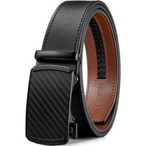 image:imageBOSTANTEN Ratchet Belts for Men Leather Trim to Fit 1 38 Gift Boxed  MicroAdjustable Buckle Smooth Sliding Customizable Fit Holeless Dress and Casual030black  Brown