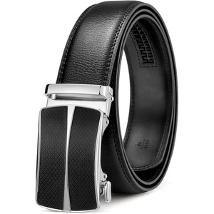 image:imageBOSTANTEN Ratchet Belts for Men Leather Trim to Fit 1 38 Gift Boxed  MicroAdjustable Buckle Smooth Sliding Customizable Fit Holeless Dress and Casual006black