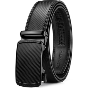 image:imageBOSTANTEN Ratchet Belts for Men Leather Trim to Fit 1 38 Gift Boxed  MicroAdjustable Buckle Smooth Sliding Customizable Fit Holeless Dress and Casual003black
