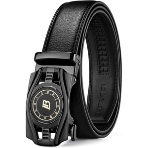 image:imageBOSTANTEN Ratchet Belts for Men Leather Trim to Fit 1 38 Gift Boxed  MicroAdjustable Buckle Smooth Sliding Customizable Fit Holeless Dress and Casual002black