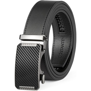 image:imageBOSTANTEN Ratchet Belts for Men Leather Trim to Fit 1 38 Gift Boxed  MicroAdjustable Buckle Smooth Sliding Customizable Fit Holeless Dress and Casual032black  Twill