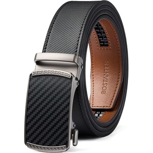 image:imageBOSTANTEN Ratchet Belts for Men Leather Trim to Fit 1 38 Gift Boxed  MicroAdjustable Buckle Smooth Sliding Customizable Fit Holeless Dress and Casual014  Black  Brown
