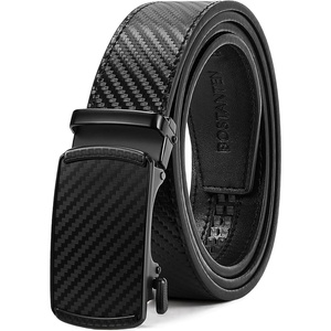 image:imageBOSTANTEN Ratchet Belts for Men Leather Trim to Fit 1 38 Gift Boxed  MicroAdjustable Buckle Smooth Sliding Customizable Fit Holeless Dress and Casual013  Black