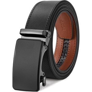 image:imageBOSTANTEN Ratchet Belts for Men Leather Trim to Fit 1 38 Gift Boxed  MicroAdjustable Buckle Smooth Sliding Customizable Fit Holeless Dress and Casual018  Black  Brown