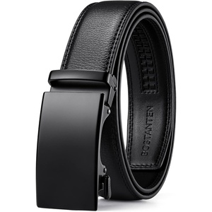 image:imageBOSTANTEN Ratchet Belts for Men Leather Trim to Fit 1 38 Gift Boxed  MicroAdjustable Buckle Smooth Sliding Customizable Fit Holeless Dress and CasualA01black