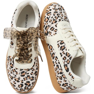 image:imageBOSTANTEN Womens Fashion Sneakers Retro LaceUp Casual Shoes with Mesh  Breathable Mesh or Soft Suede Upper Padded Heel Collar Ultra Flexible Sole Cute Contrast Panels Extra Laces IncludedLeopard