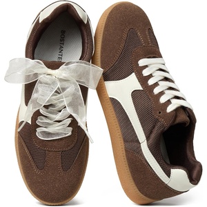 image:imageBOSTANTEN Womens Fashion Sneakers Retro LaceUp Casual Shoes with Mesh  Breathable Mesh or Soft Suede Upper Padded Heel Collar Ultra Flexible Sole Cute Contrast Panels Extra Laces IncludedCoffee