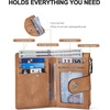 image:imageBOSTANTEN Small Wallet for Women Leather RFID Blocking Card Holder Bifold Compact Wallets With Zipper Coin Pocket GreenCamel