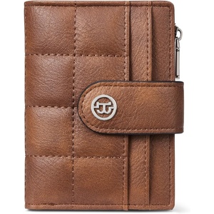 image:imageBOSTANTEN Small Wallet for Women Leather RFID Blocking Card Holder Bifold Compact Wallets With Zipper Coin Pocket GreenBrown