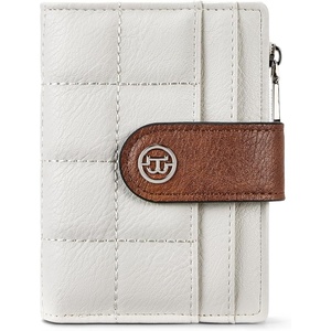 image:imageBOSTANTEN Small Wallet for Women Leather RFID Blocking Card Holder Bifold Compact Wallets With Zipper Coin Pocket GreenBrownWhite