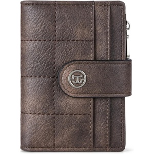 image:imageBOSTANTEN Small Wallet for Women Leather RFID Blocking Card Holder Bifold Compact Wallets With Zipper Coin Pocket GreenCoffee