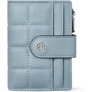 image:imageBOSTANTEN Small Wallet for Women Leather RFID Blocking Card Holder Bifold Compact Wallets With Zipper Coin Pocket GreenLight Blue