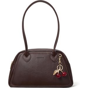 image:imageBOSTANTEN Shoulder Bag for Women with Cherry CharmMedium Bowling PurseCoffee