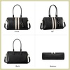 image:imageBOSTANTEN Large Womens Satchel Handbag Colorblock Striped Boston BagBlack With Beige  Vegan Leather