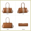image:imageBOSTANTEN Large Womens Satchel Handbag Colorblock Striped Boston BagBrown With Beige  Vegan Leather