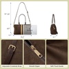 image:imageBOSTANTEN Large Womens Satchel Handbag Colorblock Striped Boston BagCoffee With Khaki  Suede