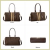 image:imageBOSTANTEN Large Womens Satchel Handbag Colorblock Striped Boston BagCoffee With Khaki  Suede