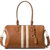 image:imageBOSTANTEN Large Womens Satchel Handbag Colorblock Striped Boston BagBrown With Beige  Vegan Leather