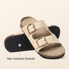 image:imageBOSTANTEN Womens Slide Sandals Comfortable Faux Suede Adjustable StrapsBeige