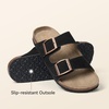 image:imageBOSTANTEN Womens Slide Sandals Comfortable Faux Suede Adjustable StrapsBlack