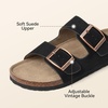 image:imageBOSTANTEN Womens Slide Sandals Comfortable Faux Suede Adjustable StrapsBlack