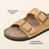 image:imageBOSTANTEN Womens Slide Sandals Comfortable Faux Suede Adjustable StrapsCamel