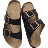 image:imageBOSTANTEN Womens Slide Sandals Comfortable Faux Suede Adjustable StrapsBlack