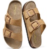 image:imageBOSTANTEN Womens Slide Sandals Comfortable Faux Suede Adjustable StrapsCamel