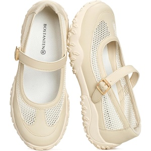 image:imageBOSTANTEN Ballet Sneakers Mary Jane Shoes Breathable Mesh Cushioned SoleBeige
