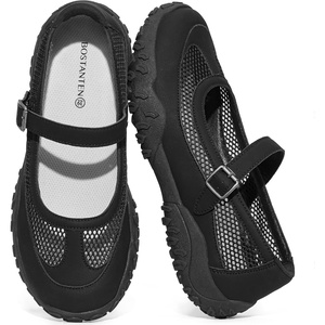 image:imageBOSTANTEN Ballet Sneakers Mary Jane Shoes Breathable Mesh Cushioned SoleBlack