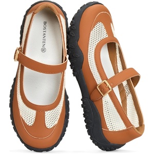 image:imageBOSTANTEN Ballet Sneakers Mary Jane Shoes Breathable Mesh Cushioned SoleBrown