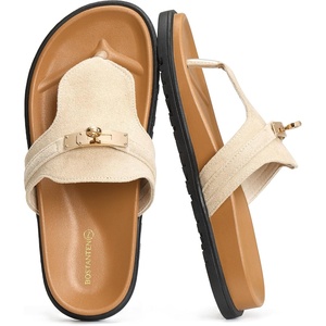 image:imageBOSTANTEN Thong Sandals for Women Wide Width for Comfortable WalkingBeige